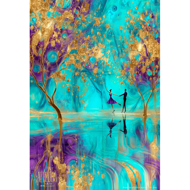 Art mural sur toile tendue turquoise, H 24 po x l 16 po x P 1,5 po