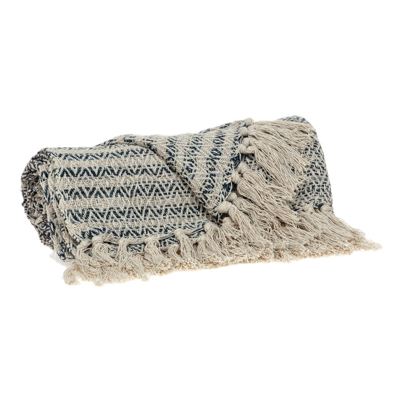 Parkland Collection Ivy Beige Argyle Woven 52" x 67" Cotton Throw Blanket