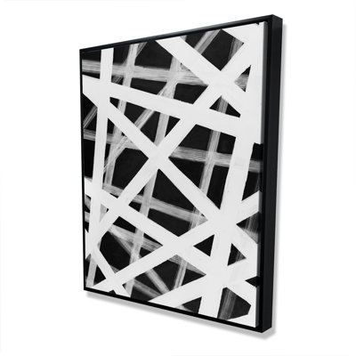Geometric Stripes - Black Framed Canvas for Man Cave Decor
