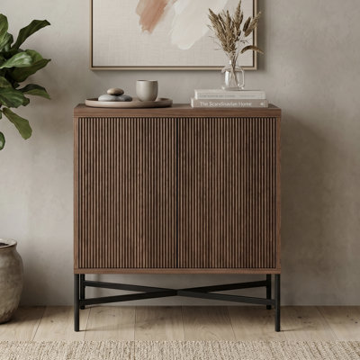 Brighton 28" Wide Rectangular Fluted Accent Cabinet in Satin Walnut