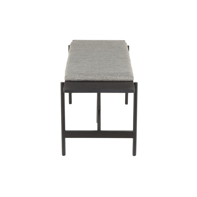 Chloe Contemporary 47.5" Grey Fabric and Black Metal Bench