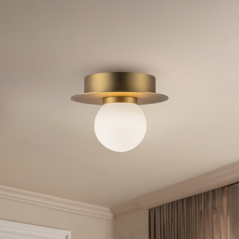 Elixir 10-In Flush Mount, 4.38" H x 6" W x 6" W, Gold, White/Gold