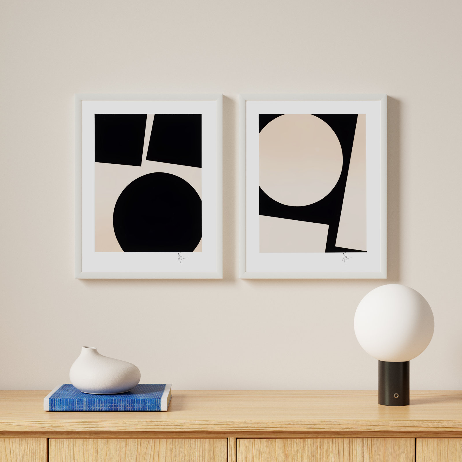 You & Me. Set Of 2 by Lee Lessem, 20" H x 16" W x 1.25" D, White