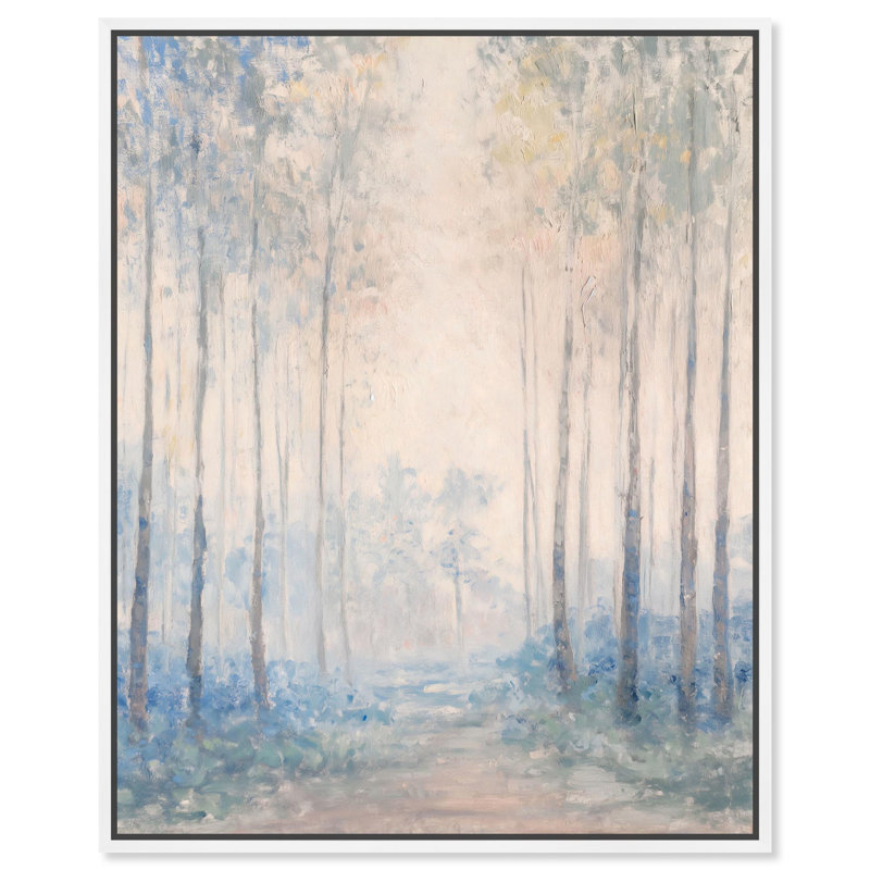 Toile grise indigo Serenity par Art Remedy, H 37 po x l 31 po, Cadre flottant blanc