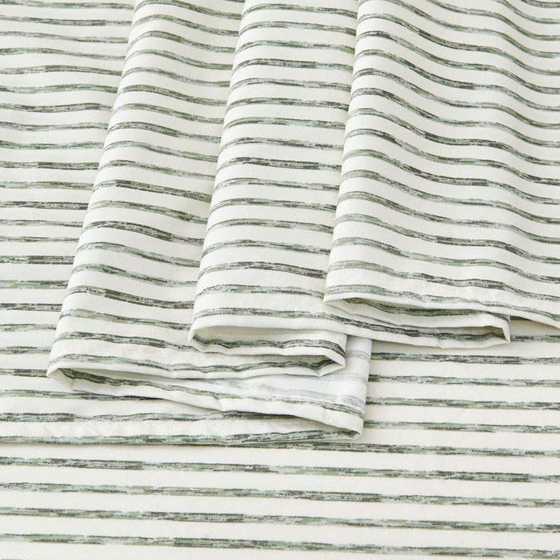 Seafoam Striped King Size Microfiber Sheet Set