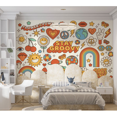 Premium Peel & Stick Wall Mural - Retro Hippie Style