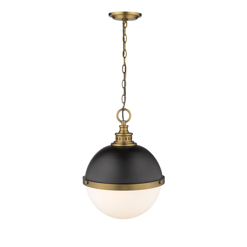 Luminaire suspendu sphère unique/à 2 lumières Dukinfield, Noir mat / bronze industriel