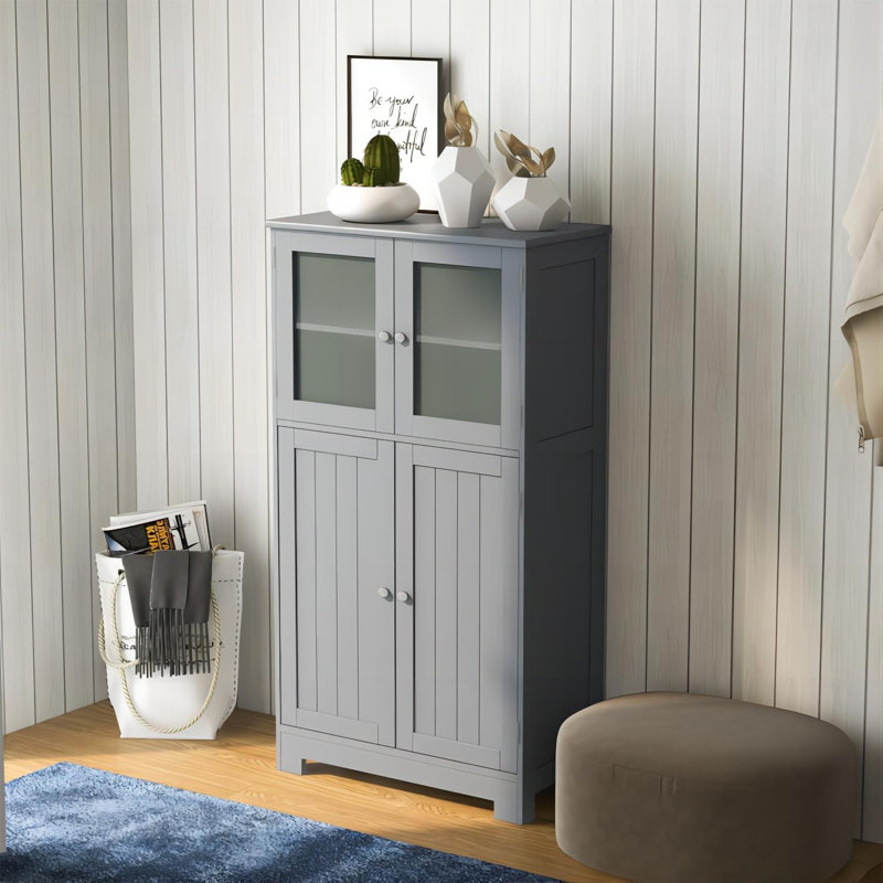 Armoire de cuisine Florena avec portes et tablette réglable, Gris