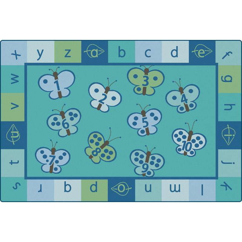 Tapis capitonné bleu / vert Kidsoft, Rectangle 4 pi x 6 pi