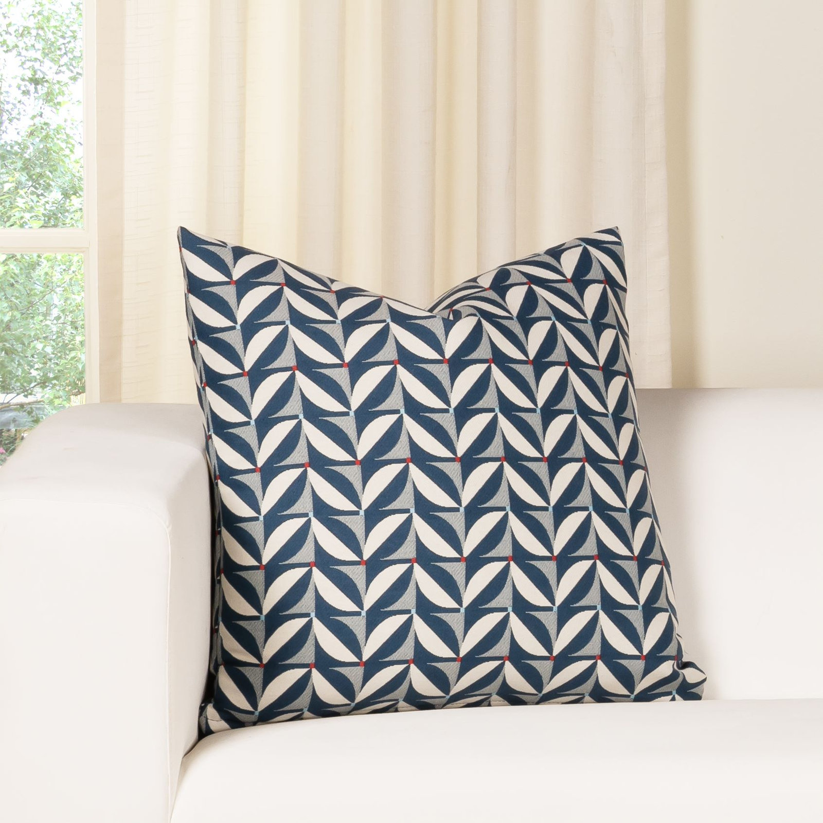 Mattelynn Geometric Indoor/Outdoor Throw Pillow, Blue, 
Square 26"