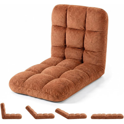 Plush Adjustable Floor Chair, Padded Folding Lazy Sofa for Gaming Bedroom Use