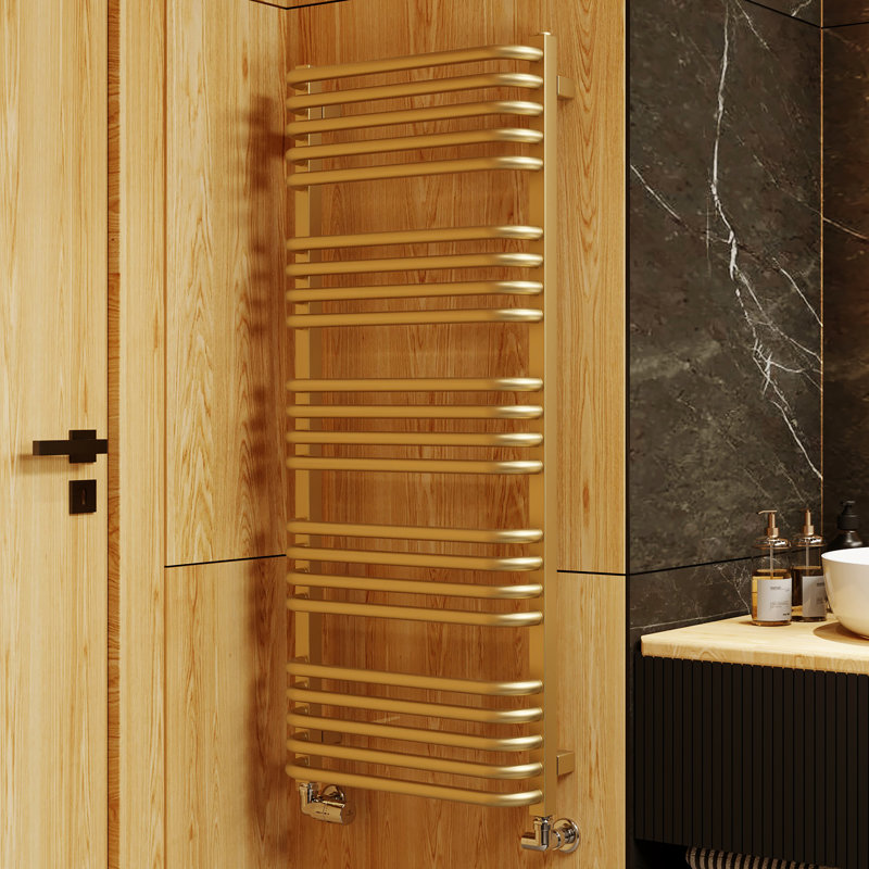 Alex Brass Heated Towel Rail, 114cm H  x 50cm W x 12cm D