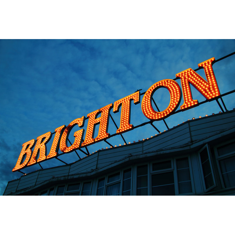 Brighton Pier Lights by Wongstock - Wrapped Canvas Print, 30cm H x 46cm W x 3.8cm D