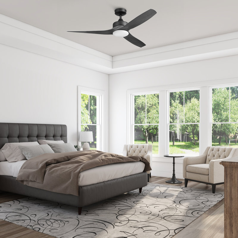 Lynton 52" Indoor Outdoor Ceiling Fan with Remote and Color Change Light Kit Included, Brown