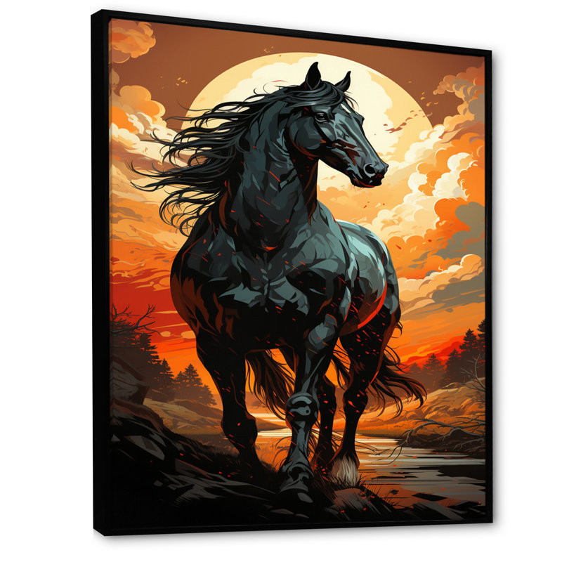 «Rossmanite a Black Horse in Nevada II», reproduction sur toile, H 44 po x l 34 po x P 1,5 po, Cadre flottant noir