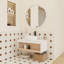 Meuble-lavabo flottant 36 po avec lavabo vasque rond blanc brillant, meuble-lavabo mural avec tablette ouverte, finition blanche avec comptoir durable, conception moderne peu encombrante (livré dans 2 boîtes)-130071006