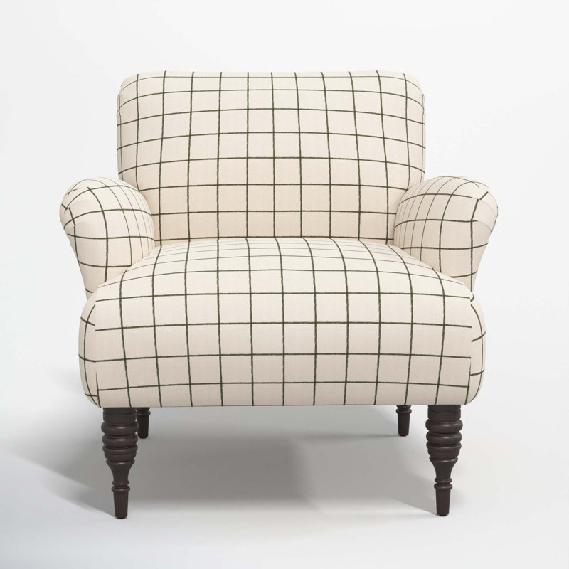 Allura 32'' Wide Cotton Armchair, Line Tattersall Green