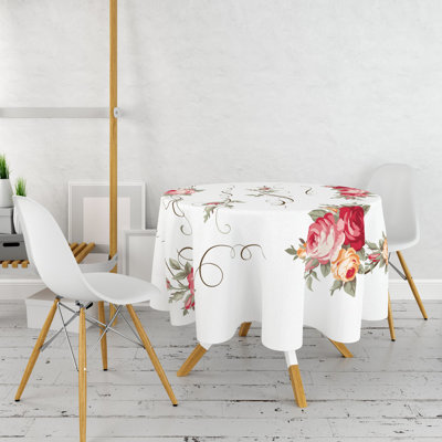 Elegant Round Tablecloth, 100% Polyester, 63.0 inches Diameter | 3D Printed Design, Machine Washable at 86°F | Perfect for Dining Room, Weddings & Special Occasions, Durable and Stylish Decoration