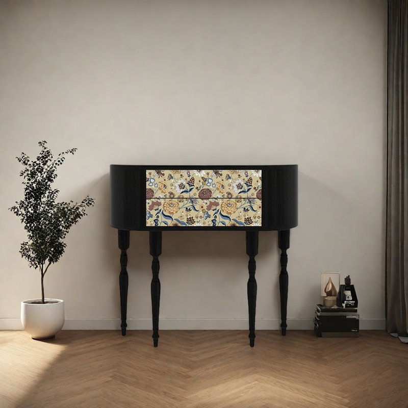 Console rétro élégante avec 2 tiroirs, H 35,43 po x l 39,37 po x P 11,81 po