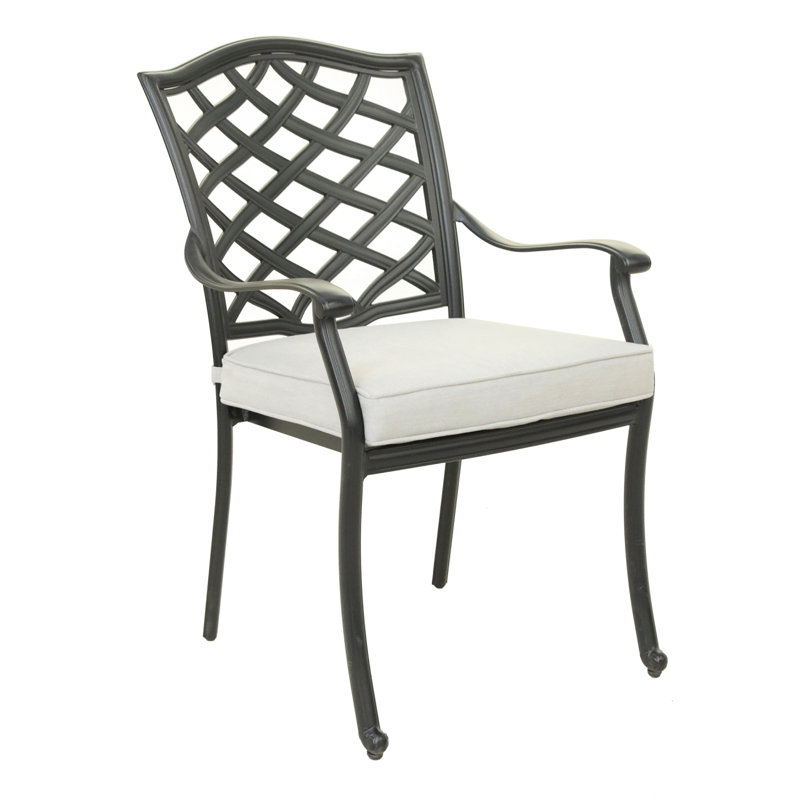 Ensemble repas d'extérieur rond en aluminium 5 pièces avec 4 fauteuils, argent coulé
