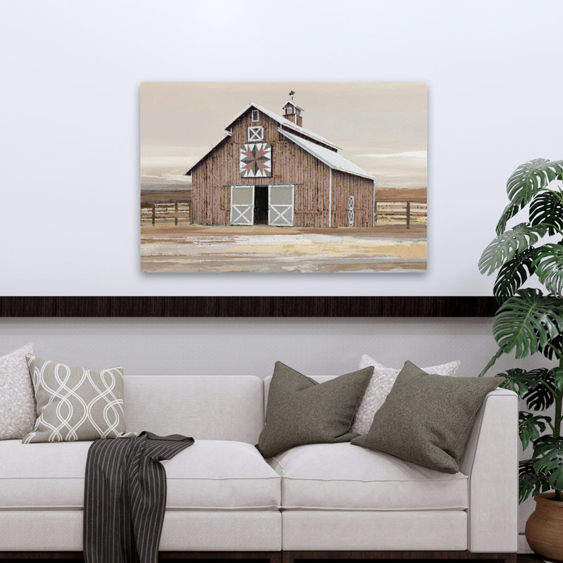 Farmstead - Art contemporain de grange de ferme grange brune, H 48 po x l 32 po