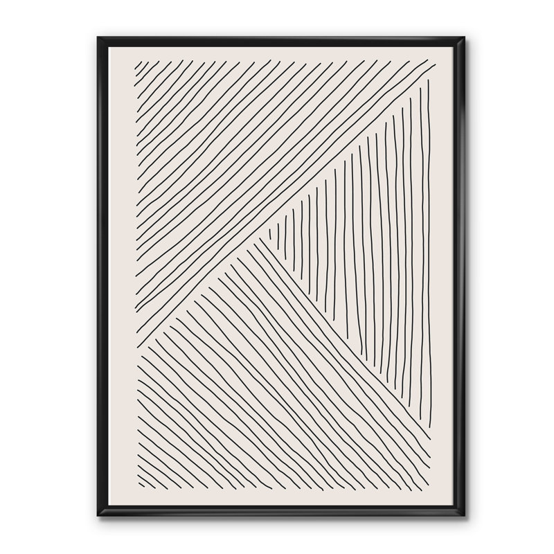 Minimal Geometric Lines II - reproduction de cadre flottant sur toile, Toile avec cadre noir, H 40 po x l 30 po x P 1,5 po