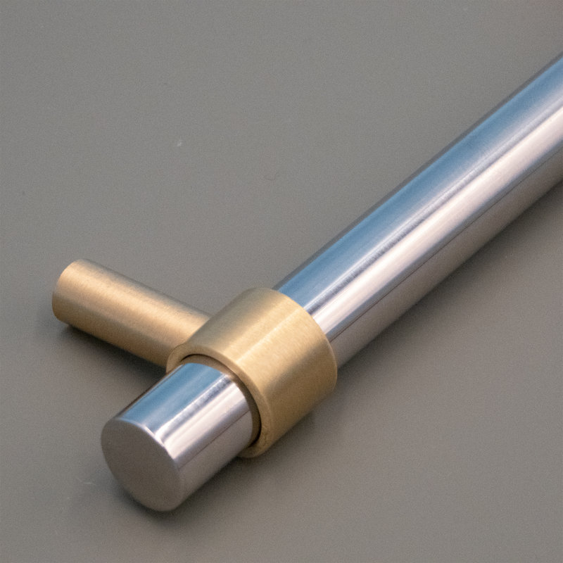 Stainless Steel And Brushed Brass Cabinet Pull, 3 3/4"