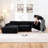 105'' Modular Sectional Sofa Couch,Boneless Couch, Compressed Couch, Detachable And Washable, Replaceable Sofa Cover, Modern Woven-Textured Upholstery, Convertible L-Shaped Design For Living Room-984386092-984386090