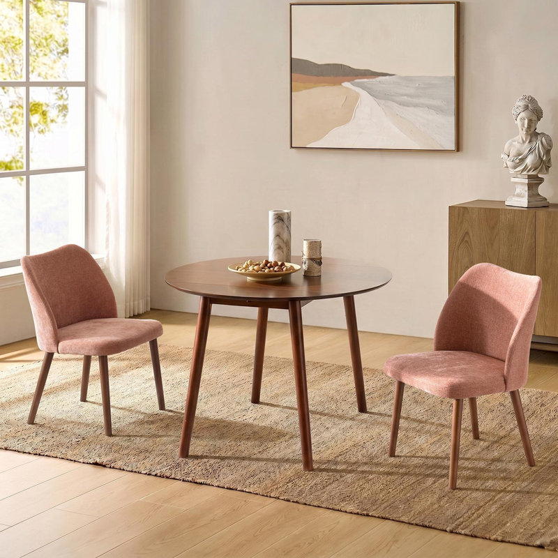 Kanalu Modern Dining Chair with Solid Wood Legs, Coral