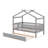 Wooden House Bed with Trundle-126131857-126131861