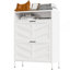 Armoire à chaussures en métal avec 2 tiroirs rabattables, organisateur de chaussures autoportant mince en acier