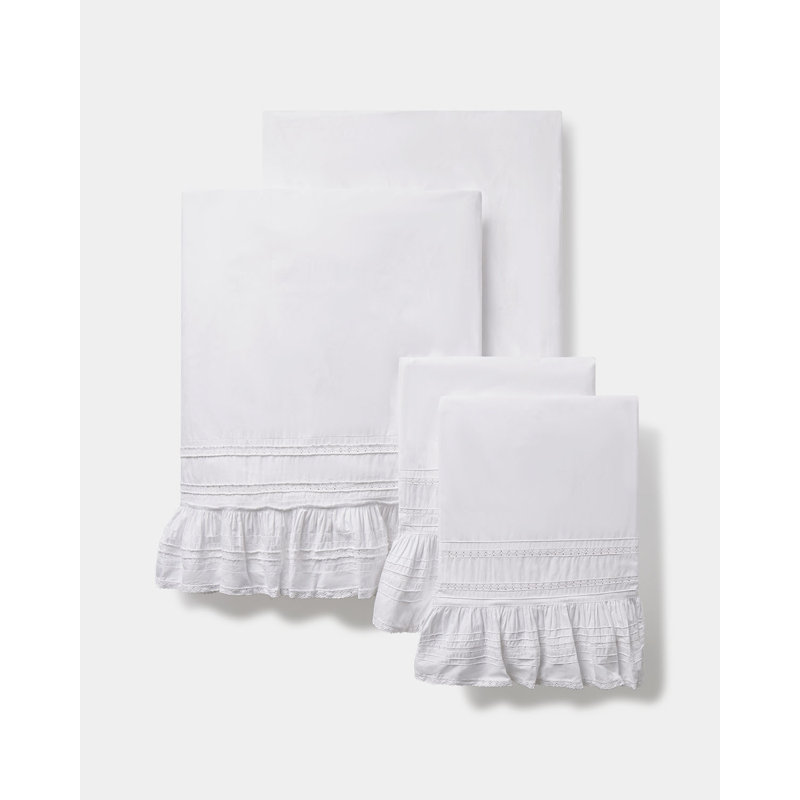 Prairie 350 Thread Count Solid Color 100% Cotton Sheet Set, Queen