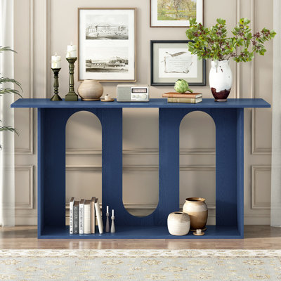 Console moderne et courbée en placage de frêne avec tablette, convenant au vestibule, au couloir, au vestibule, au couloir et au couloir