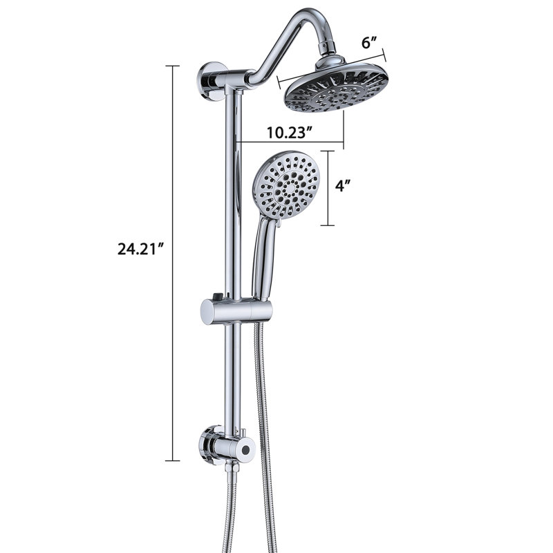 Système de douche de salle de bain avec pomme de pluie de 6 pouces et douchette - Options de jet polyvalentes faciles