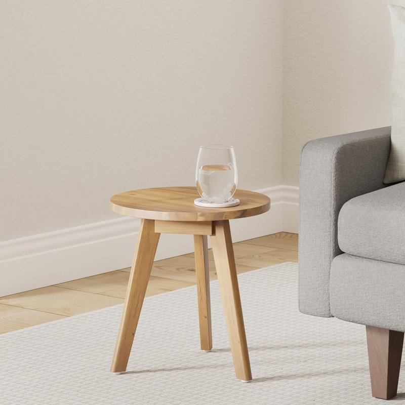 Table d'appoint ronde en bois d'acacia teinté, Naturel, Naturel