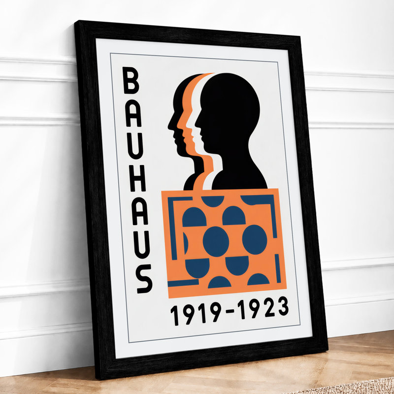 Bauhaus Composition Geometric - Framed Print, Black, A4 - 29.7 x 21.0 cm