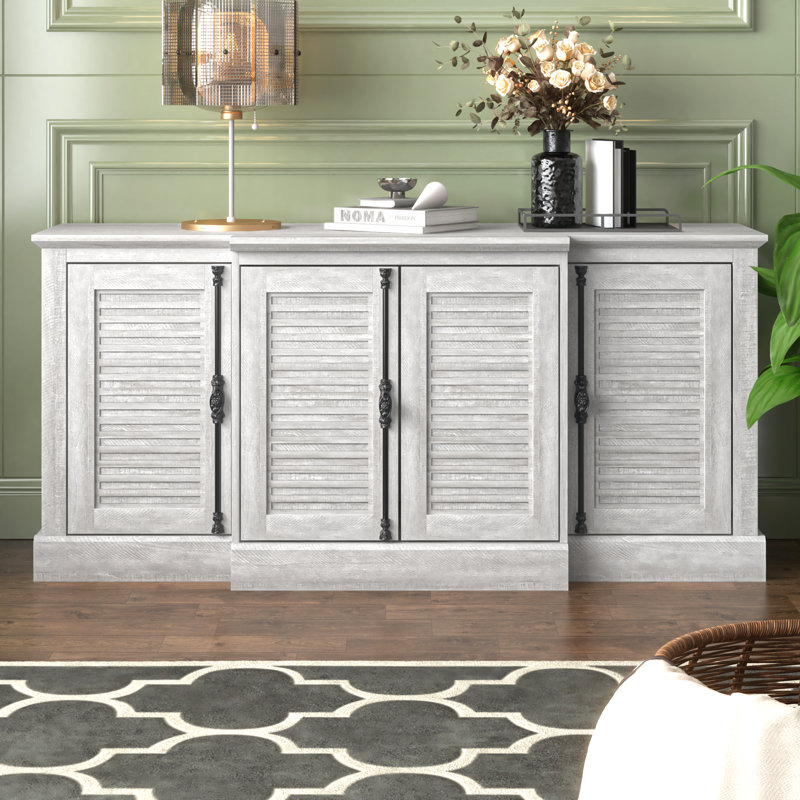 Malyha Farmhouse Sideboards Set Of 2, Dusty Gray Oak
