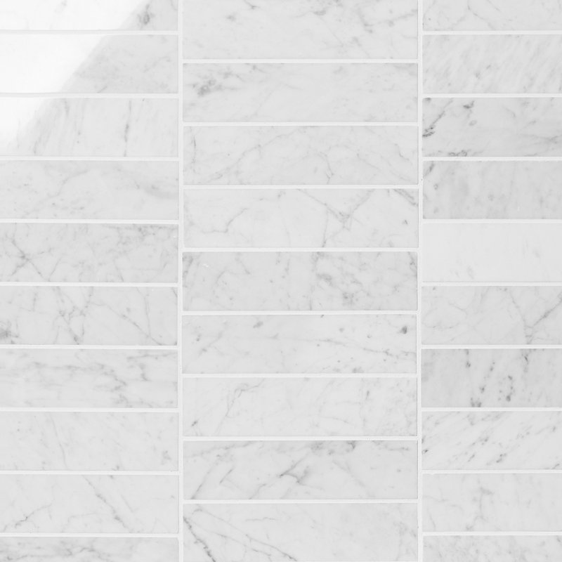 Carrara 3x12 Honed Marble Floor and Wall Tile, 1.96" W x 7.87" D, Polished