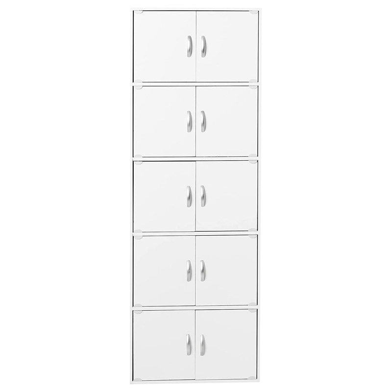 70.1" White Lockable Office Storage Cabinet with Shelves