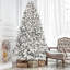 Arbre de Noël artificiel enneigé avec pommes de pin-938414351