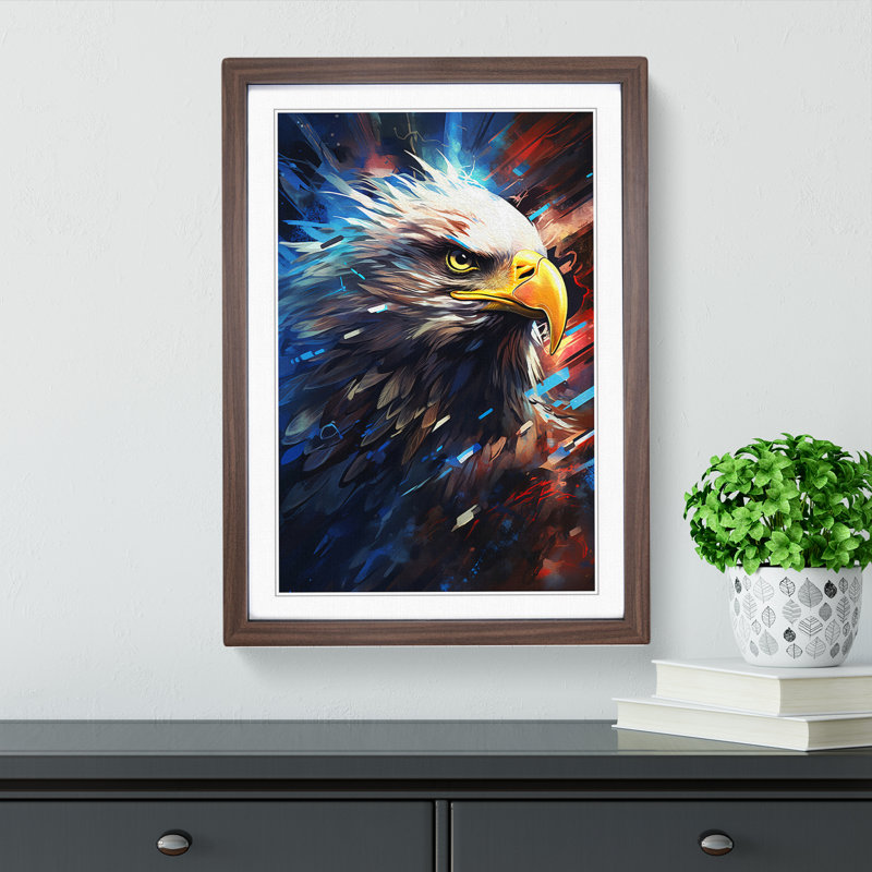 Eagle Futurism - Single Picture Frame Print on Wood, Walnut, 46" H x 34" W x 2" D