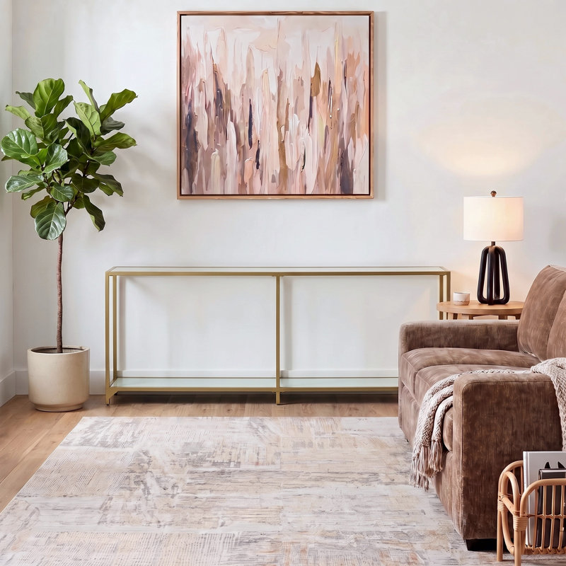 Charlie-Adam 56" Console Table, 29" H x 72" W x 8" D, Clear, Gold