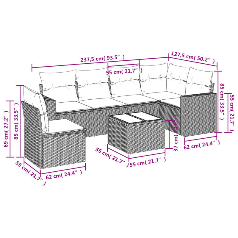 Vidaxl Garden Sofa Set Grey