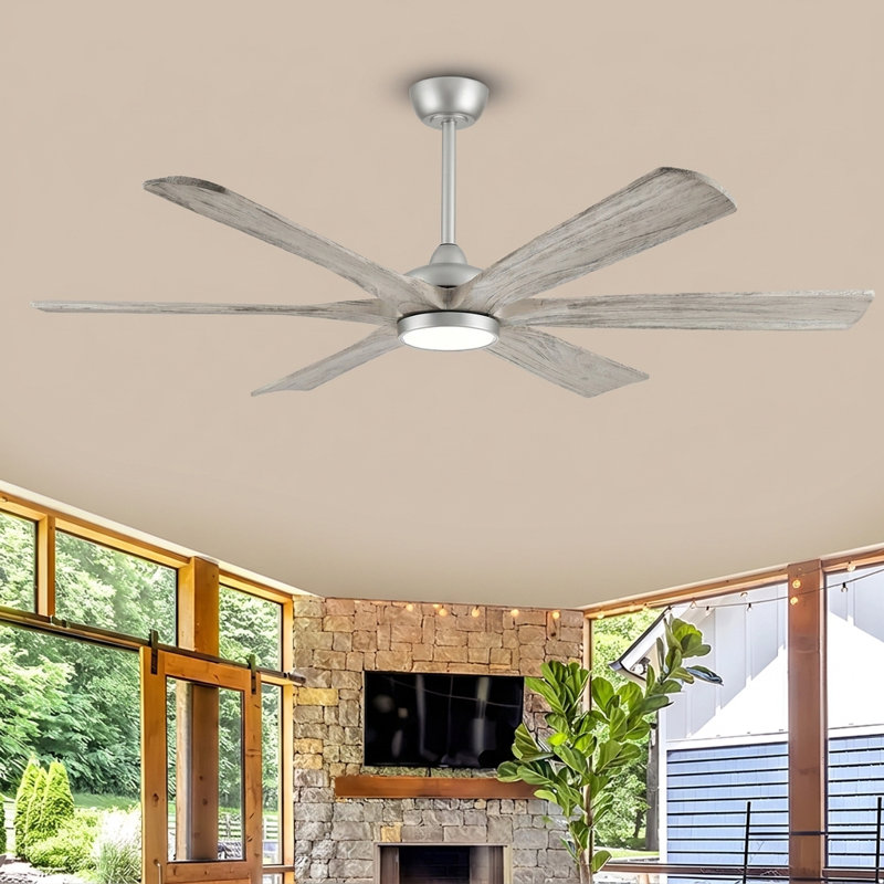 60"/72" Farmhouse Ceiling Fan With Light, Solid Wood Ceiling Fan With Remote & App Control, Quiet Dc Reversible Motor, 6 Speeds, Timer & Memory Function