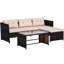 Ensemble modulaire d'extérieur 3 pièces - Patio avec méridienne, coussins, table en verre, utilisation toutes saisons, siège confortable beige, plateau de table trempé,