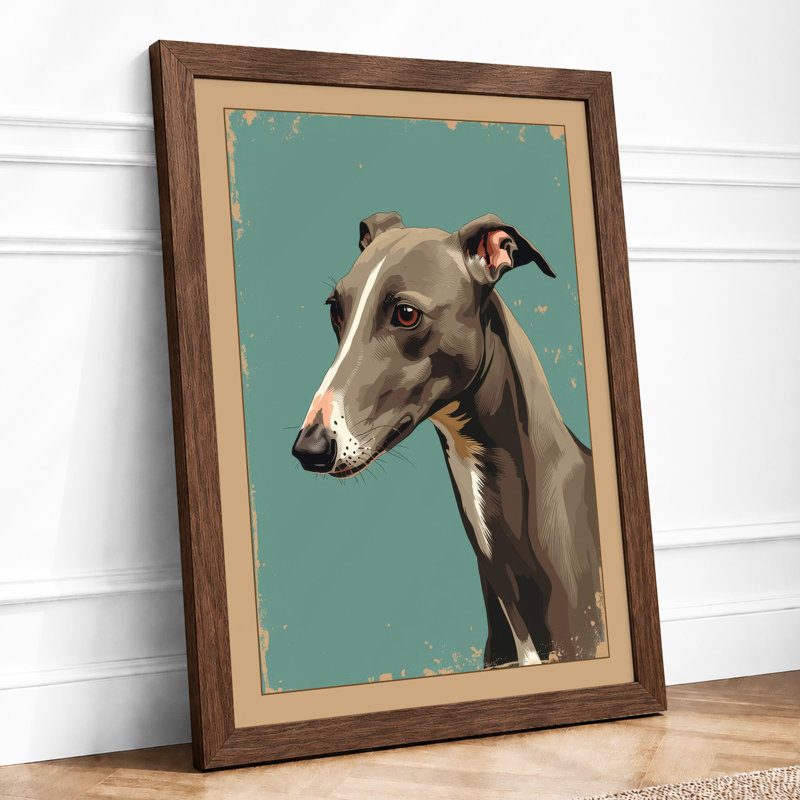 Greyhound Profile Modern - Print, Walnut, A3 - 42.0 x 29.7 cm