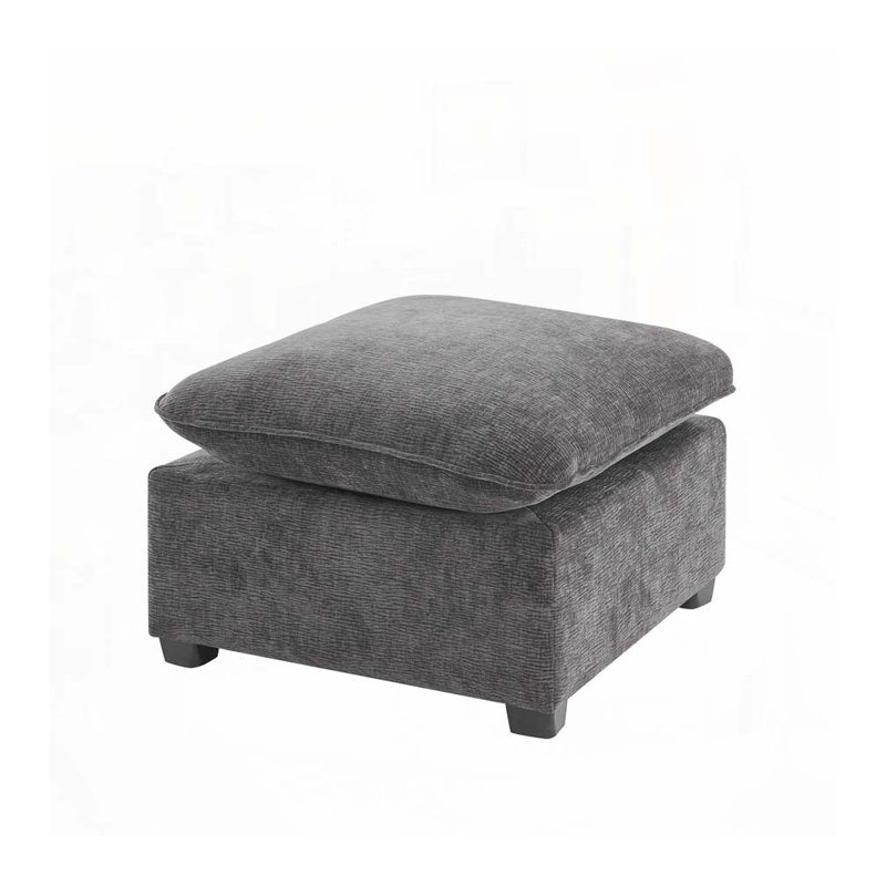 26*26" Ottoman Module For Modular Sectional Sofa,Wide Seat,Chenille, Dark Gray