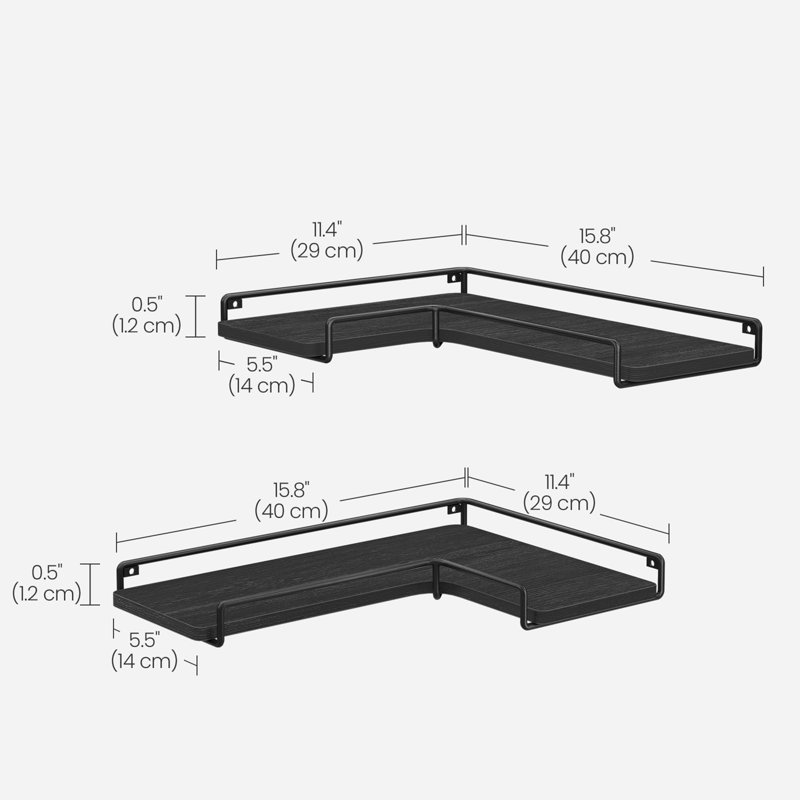 L-Shaped Corner Shelf, Black