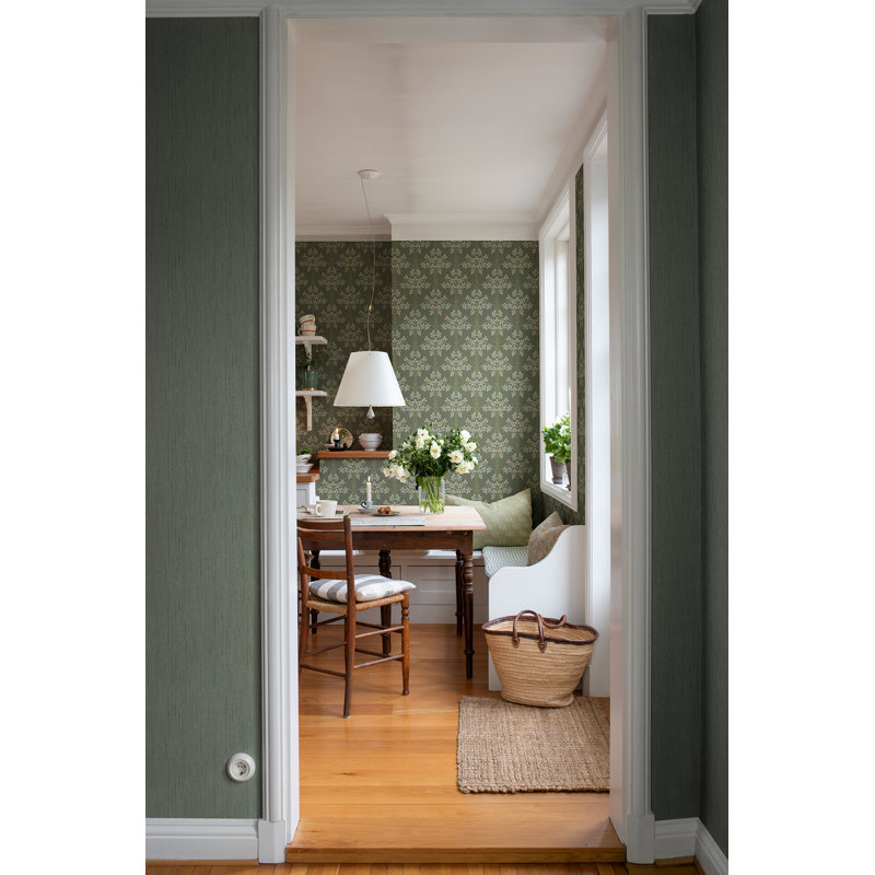 Blackberry Pink Vine Trellis Wallpaper, Gray