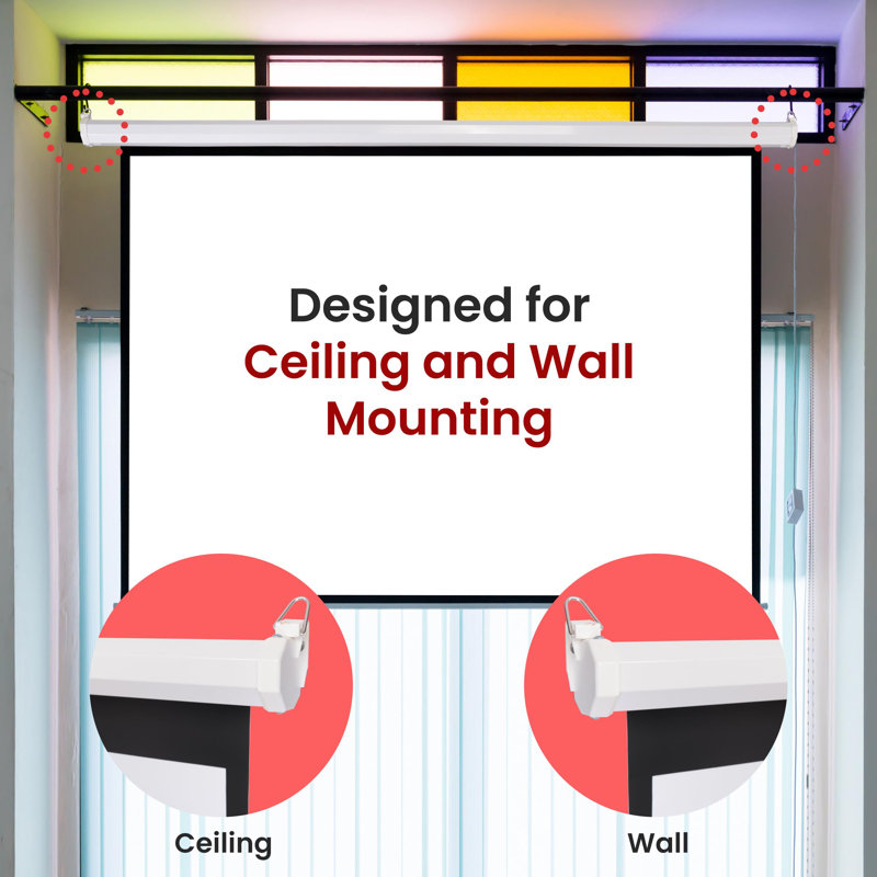 Black Manual Wall/Ceiling Mounted Projector Screen, 59.8" H x 79.9" W